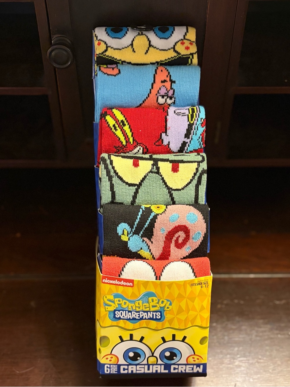 MENS Nickelodeon SpongeBob 6 Pack Of Casual Crew Socks Size 8-12